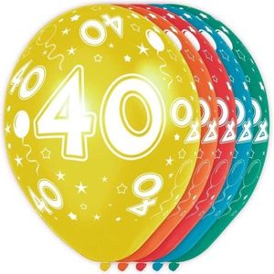 5x stuks 40 Jaar thema versiering helium ballonnen 30 cm - Leeftijd feestartikelen 40 jarige