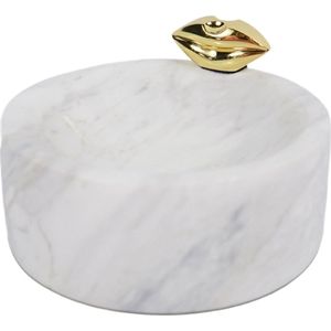 Parlene schaal Lippy marmer wit goudkleurig 12 cm