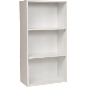 Furni24 Brede boekenkast met 3 vakken, wit, 60x31x115 cm