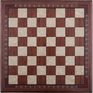 Handgemaakte houten schaakbord - Metalen Schaakstukken - Luxe uitgave - Schaakspel - Schaakset - Schaken - Chess - 42 x 42 cm