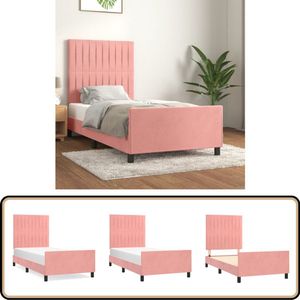 vidaXL Bedframe - Fluweel Roze - 90x200 cm Bed Frame - Fluweel Bed - Rooskleurig Bed - Tweepersoons Bed - Boxspring Bed