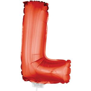 Rode opblaas letter ballon L op stokje 41 cm