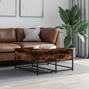 vidaXL - Salontafel - 80x80x40 - cm - bewerkt - hout - gerookt - eikenkleurig