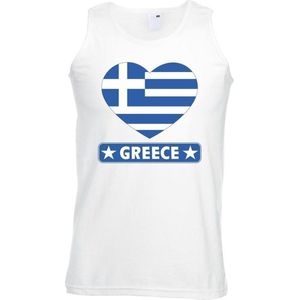 Griekenland hart vlag singlet shirt/ tanktop wit heren M
