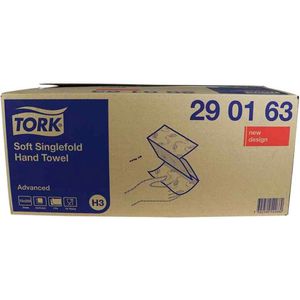 Voordeelverpakking 4 X Tork Zachte Z-vouw Handdoek Advanced, 2-laags, wit H3, 24,8x23cm, 15x250st. (290163)