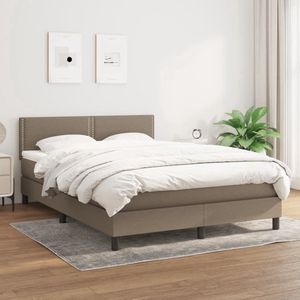 vidaXL Boxspring - Taupe - 140x190 cm - Inclusief Matras Boxspringbed - Boxspring - Slaapkamerinrichting - Tweepersoonsbed - Pocketveermatras
