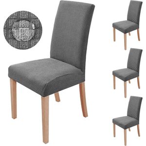 Stoelhoezen Set van 4 Stretch Stoelhoezen Moderne Stoelhoezen Elastisch Afneembare Wasbare Stretch Hoes voor Eetkamerstoelen Schommelstoel Hoes Bruiloft Kantoor Banketten Feestdecoratie (Grijs)