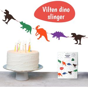 Dinosaurus Versiering - Dino Decoratie - Jungle Versiering - Vlaggenlijn Stof - Jungle Kinderkamer - Dino Versiering Verjaardag - Dino Slinger - 8 Dino's - Vilt