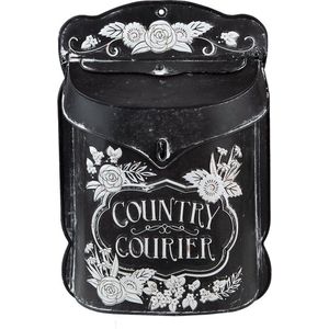 Brievenbus Muur 26*10*35 cm Zwart Ijzer Bloemen Country courier Wandbrievenbus Brievenbus Hangend