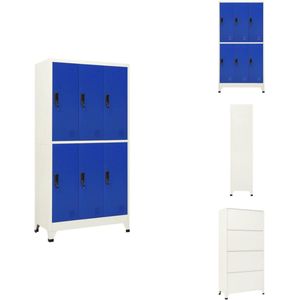 vidaXL Lockerkast - Lockerkasten - Opbergkast - Kast - Lockerkast 90x45x180 cm staal grijs en blauw