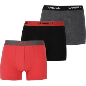 O'Neill Heren Boxershorts Trunks Rood/Grijs/Zwart 3-Pack - Maat XXL