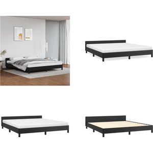 vidaXL Bedframe met hoofdbord kunstleer zwart 180x200 cm - Bedframe Met Hoofdbord - Bedframes Met Hoofdborden - Bedframe - Bed