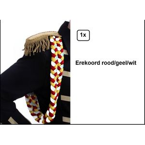 Koord rood/wit/geel 3 cm. 1 meter lang - Erekoord Carnaval thema feest party fun