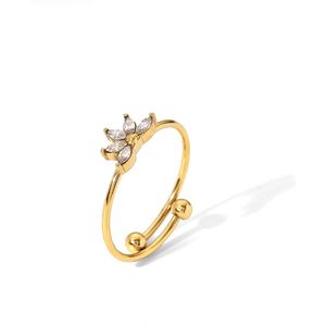 Ring - Yehwang - Goud - Bloem - Minimalistisch - Stainless steel sieraden