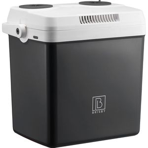 Brisby 25 Liter Elektrische Koelbox, Frigobox Deluxe met 12V, 220/230 Volt Aansluiting voor Auto en Camping – AC/DC - Coolbox - Divider en Deksel vergrendelstand - GRIJS