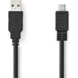 Nedis USB-Kabel - USB 2.0 - USB-A Male - USB Micro-B Male - 480 Mbps - Vernikkeld - 3.00 m - Rond - PVC - Zwart - Doos
