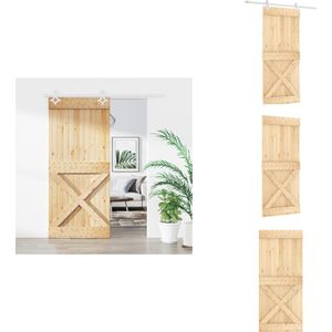 vidaXL Schuifdeur - Schuifdeuren - Binnendeur - Binnenschuifdeur - Schuifdeur met beslag 90x210 cm massief grenenhout
