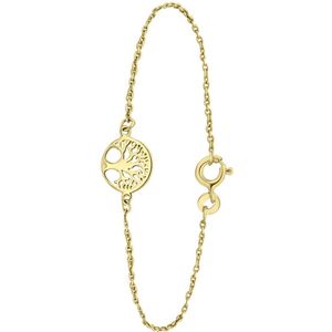 Lucardi Dames Armband levensboom - Echt Zilver - Armband - Cadeau - 19 cm - Goudkleurig