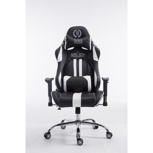 Gamingstoel kunstleer - zonder voetensteun - zwart/wit - 135x70x135