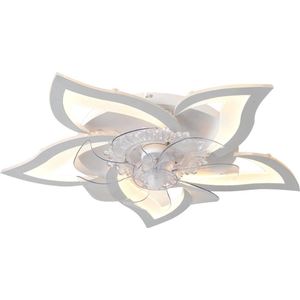 B.O.S. - Moderne Lotus Ventilator Lamp - Plafondlamp - Ventilatorlamp - Plafondventilator - Afstandsbediening - Slaapkamer - Woonkamer - 3 Kleuren - Dimbaar - Led Licht - App en Afstandbediening-3Wind Verstelbare Snelheid- Dimbare- Plafondlamp