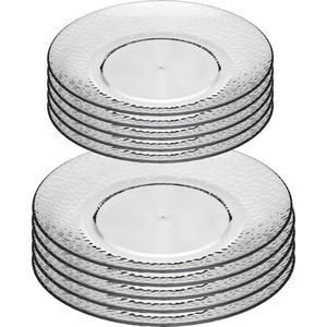 Secret de Gourmet Onbreekbare servies borden - 10x stuks - kunststof - transparant - 20 en 27 cm - camping/outdoor/peuters/BBQ