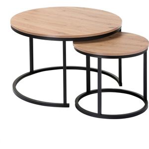 CALICOSY - Set van 2 nestende ronde salontafels - L70 cm