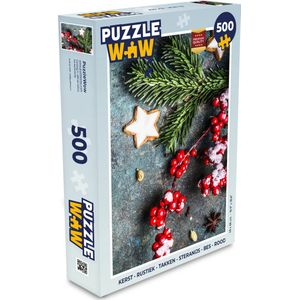 Puzzel Kerst - Rustiek - Takken - Steranijs - Bes - Rood - Legpuzzel - Puzzel 500 stukjes - Kerst - Cadeau - Kerstcadeau voor mannen, vrouwen en kinderen
