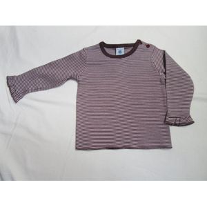 Petit Bateau - Meisje - T-shirt lange mouw - Streepje - Roze / paars - 3 maand 60