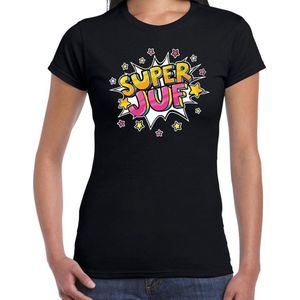 Super juf cadeau t-shirt zwart voor dames - juf jarig / kado shirt / outfit L