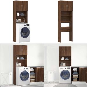 vidaXL Wasmachinekast 64x24x190 cm bewerkt hout bruin eikenkleurig - Wasmachine Kast - Wasmachine Kasten - Wasmachine Kast - Wasmachine Kast