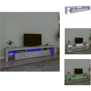 vidaXL TV-meubel Betongrijs 215x36.5x40 cm - LED-verlichting - Kast