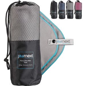 Microfiber handdoek reishanddoek voor backpacking, ultralicht, antibacterieel, absorberend (L (180x90cm), grijs/mint)