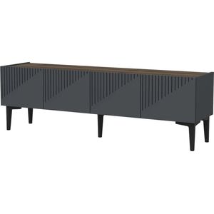 In And OutdoorMatch TV meubel Karlo - TV meubel - 45x154x37 cm - Kleur Antraciet en Walnoot - Spaanplaat - Kunststof - Decoratief Design