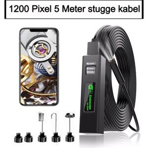 Medj - oplaadbare draadloze WiFi-endoscoop 1200P 2.0MP IP67(waterdicht) inspectiecamera met 5 meter stugge kabel voor iPhone en Android telefoon