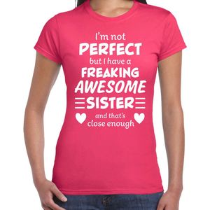 Freaking awesome Sister / geweldige zus cadeau t-shirt roze dames - kado shirt / verjaardag cadeau XL