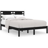 vidaXL - Bedframe - massief - grenenhout - zwart - 200x200 - cm