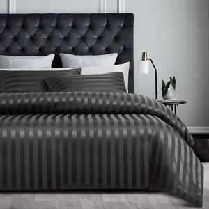 Damier Satijnen beddengoed 135 x 200 cm, zwart zijdeglanzend gestreept beddengoed 3-delig dekbedovertrek van hoogwaardig glanzend satijn met verborgen ritssluiting en 2 slopen 80 x 80 cm, 200 x 220 cm
