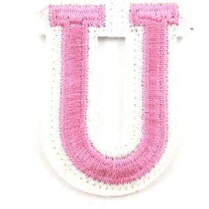 Alfabet Strijk Letter Embleem Patches Roze Wit Letter U / 3.5 cm / 4.5 cm