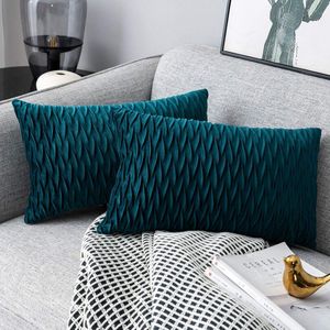 Kussenhoezen, set van 2 fluwelen zachte solide decoratieve kussens voor sofa slaapkamer 30 cm x 50 cm set van 2 voor bank, bed, bank, stoel, slaapkamer en woonkamer, blauw-groen