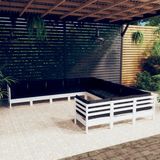 vidaXL - 11-delige - Loungeset - met - kussens - grenenhout - wit
