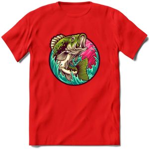 Vissen T-Shirt | Beige | Grappig Verjaardag Vis Hobby Cadeau Shirt | Dames - Heren - Unisex | Tshirt Hengelsport Kleding Kado - Rood - XXL