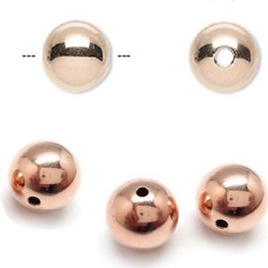 14krt. Rose Goldfilled ronde kralen van 6mm, rijggat 1,5mm. Per 10 stuks