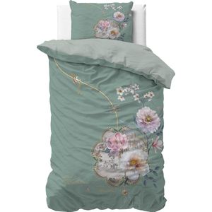 Sleeptime Lyra Dekbedovertrek - Eenpersoons - 140X200/220 + 1 x kussensloop 60x70 - Groen