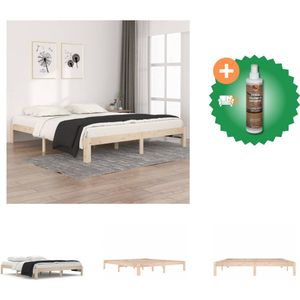 vidaXL Houten Bedframe - Complete slaapkamer toevoeging - Hoogwaardig massief grenenhout - Stabiel en stevig - Geschikt voor 180 x 200 cm matras - Montage vereist - Bed - Inclusief Houtreiniger en verfrisser