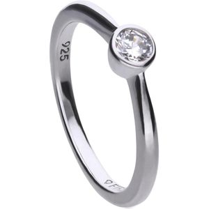 Diamonfire - Zilveren ring met steen Maat 17.5 - Steenmaat 4 mm - Kastzetting
