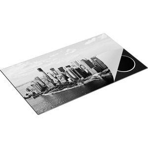 Chefcare Inductie Beschermer New York Als een Eiland vanuit de Lucht - Zwart Wit - 90x52 cm - Afdekplaat Inductie - Kookplaat Beschermer - Inductie Mat