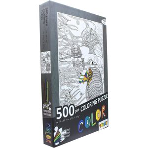 Puzzel - Mindfulness inkleuren - Vissen - inclusief stiften - 500 stukjes