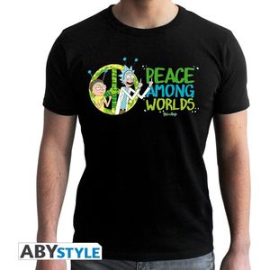 Abysse - Rick and Morty T shirt Peace Among Worlds man black XXL