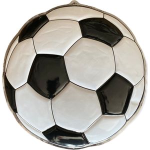 Wanddecoratie voetbal - plat - zwart/wit - 53 cm