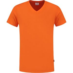Tricorp T-shirt V Hals Slim Fit 101005 Oranje  - Maat M